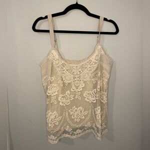 Abercrombie & Fitch Elegant Cream Lace Tank